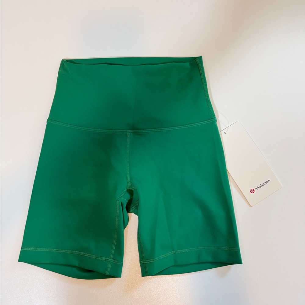 lululemon Biker Shorts Wunder Train High Rise 6’ Sz 2 Green Workout Minimalist - Picture 7 of 13